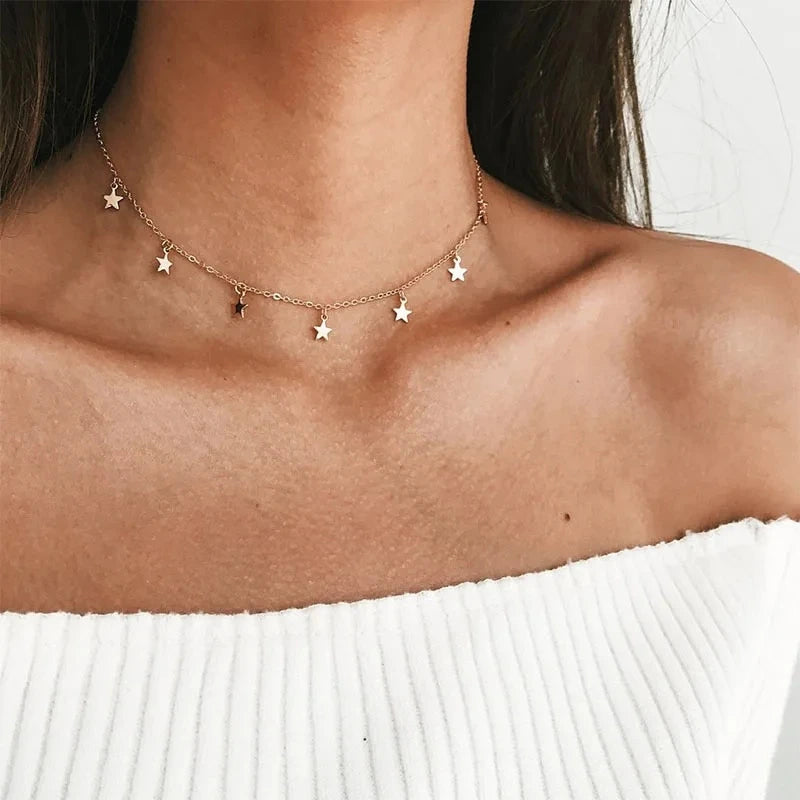 Stylish Stars Dangler Choker for Women - Fashionable Clavicle Chain Jewelry
