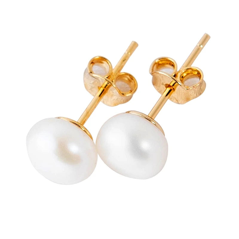Silver Earrings with Natural Freshwater Pearl Studs