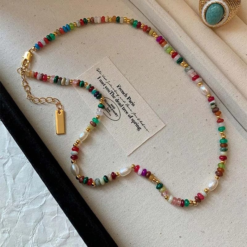 Colorful Beaded Freshwater Pearl Necklace for Women