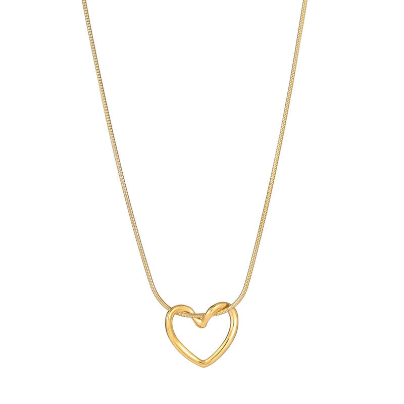 Fashion Twist Heart Pendant Necklace for Women, Gold Plated Stainless Steel Jewelry, Elegant Gift for Her