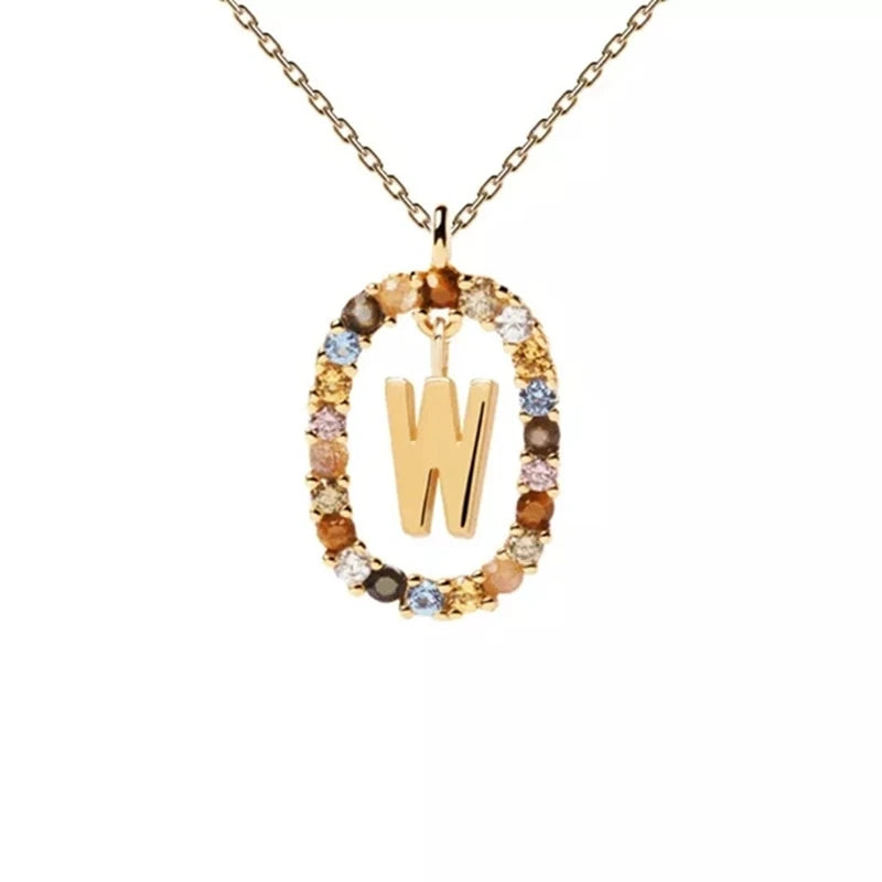 Zircon Alphabet Pendant Necklace: Trendy A-Z Initials, Long Chain for Women - M, S, C, K Stylish Name Jewelry