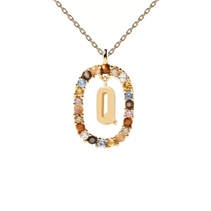 Zircon Alphabet Pendant Necklace: Trendy A-Z Initials, Long Chain for Women - M, S, C, K Stylish Name Jewelry