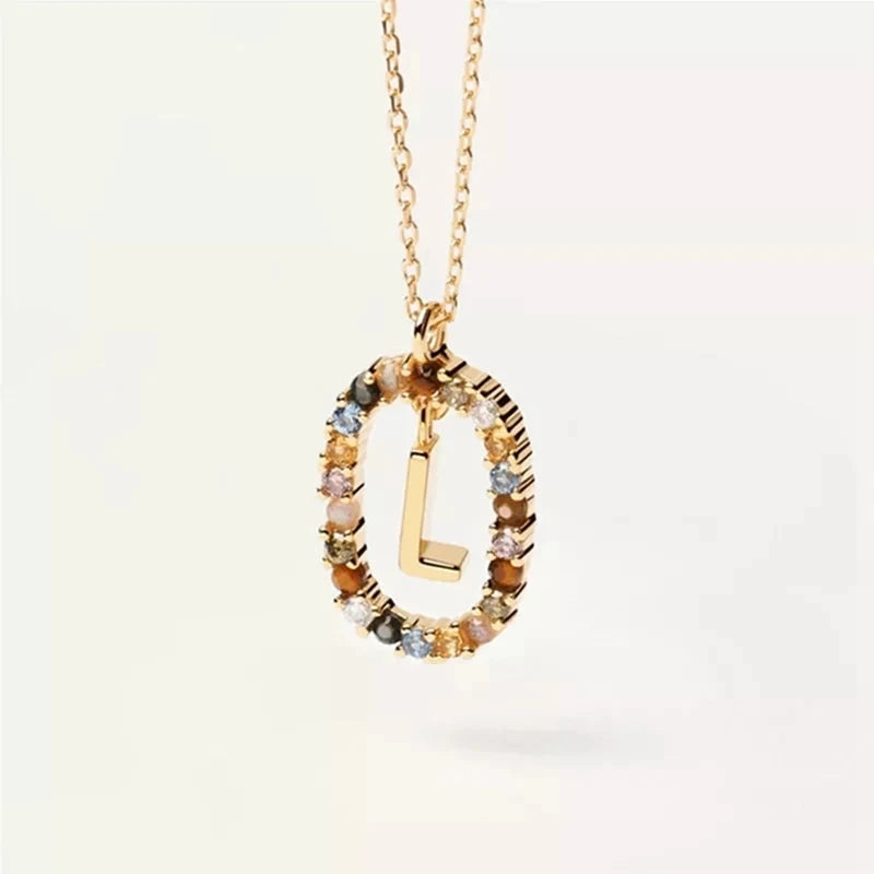 Zircon Alphabet Pendant Necklace: Trendy A-Z Initials, Long Chain for Women - M, S, C, K Stylish Name Jewelry