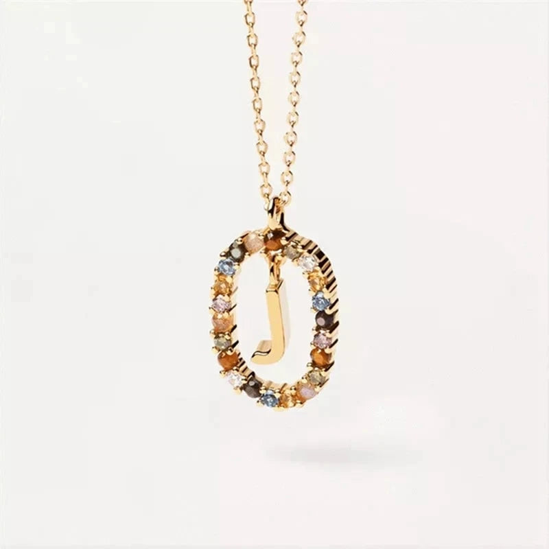Zircon Alphabet Pendant Necklace: Trendy A-Z Initials, Long Chain for Women - M, S, C, K Stylish Name Jewelry