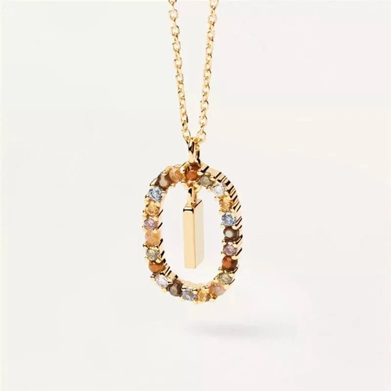 Zircon Alphabet Pendant Necklace: Trendy A-Z Initials, Long Chain for Women - M, S, C, K Stylish Name Jewelry