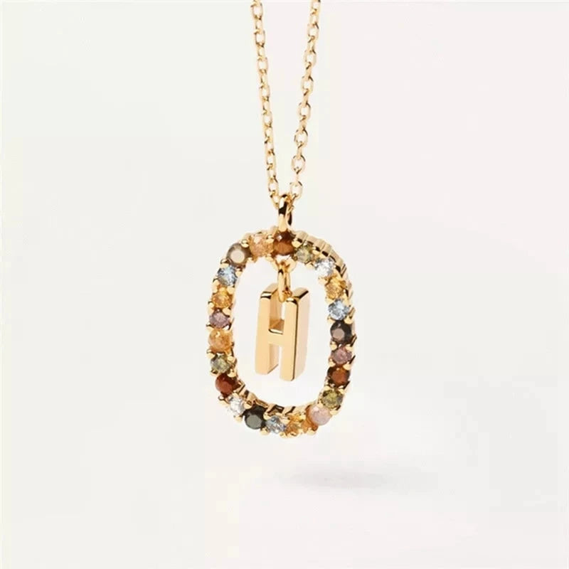 Zircon Alphabet Pendant Necklace: Trendy A-Z Initials, Long Chain for Women - M, S, C, K Stylish Name Jewelry
