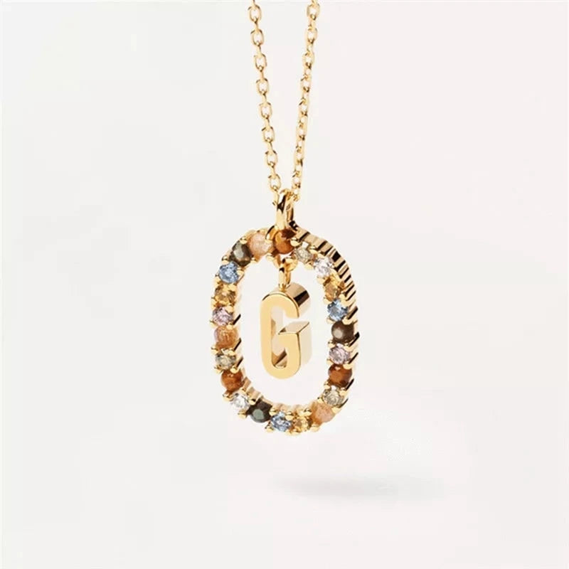 Zircon Alphabet Pendant Necklace: Trendy A-Z Initials, Long Chain for Women - M, S, C, K Stylish Name Jewelry