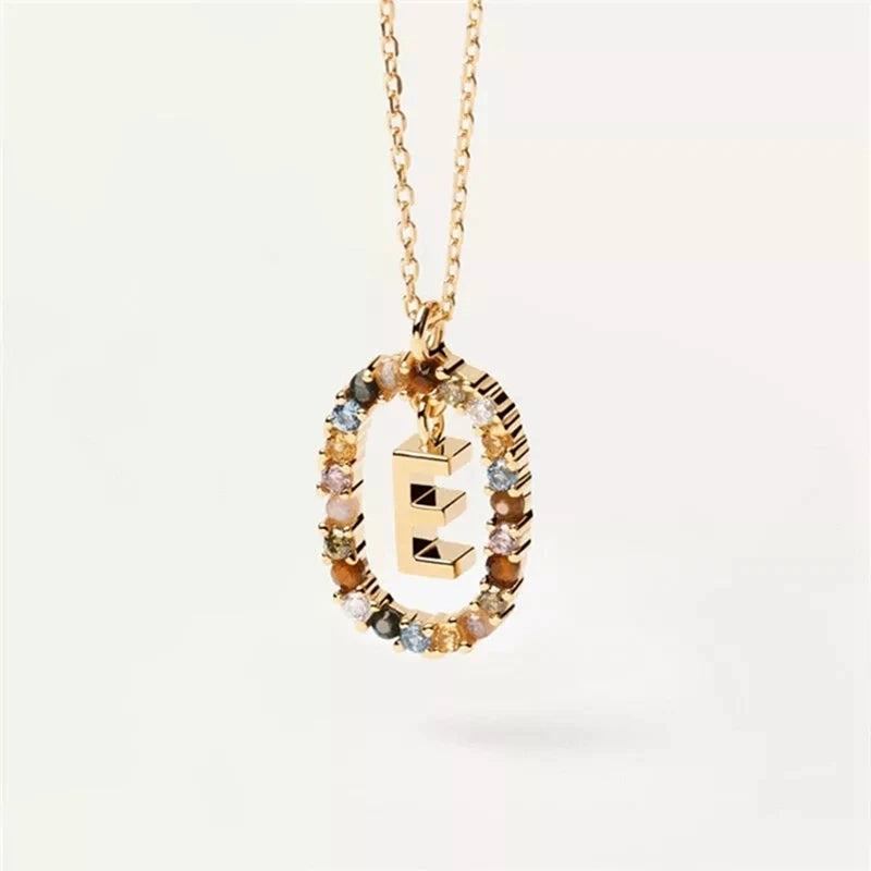 Zircon Alphabet Pendant Necklace: Trendy A-Z Initials, Long Chain for Women - M, S, C, K Stylish Name Jewelry