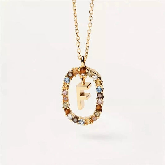 Zircon Alphabet Pendant Necklace: Trendy A-Z Initials, Long Chain for Women - M, S, C, K Stylish Name Jewelry