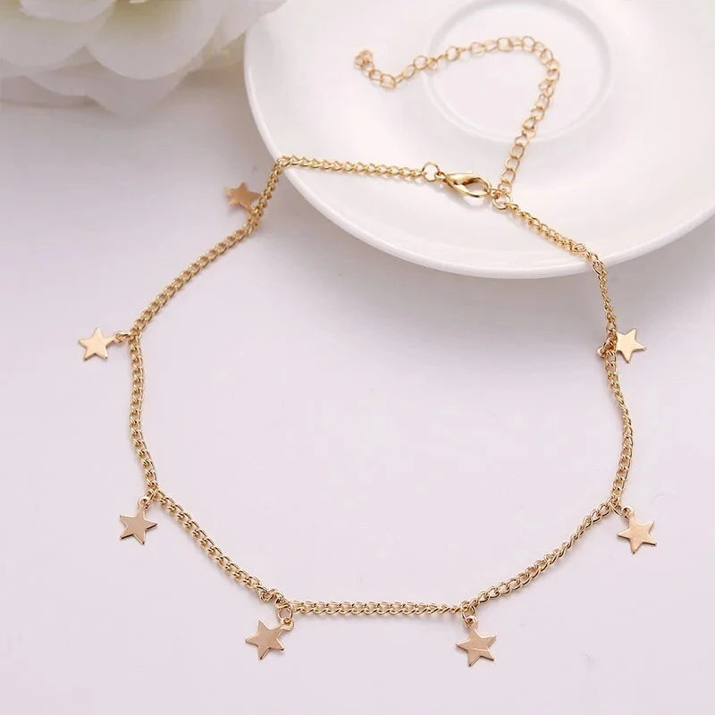 Stylish Stars Dangler Choker for Women - Fashionable Clavicle Chain Jewelry
