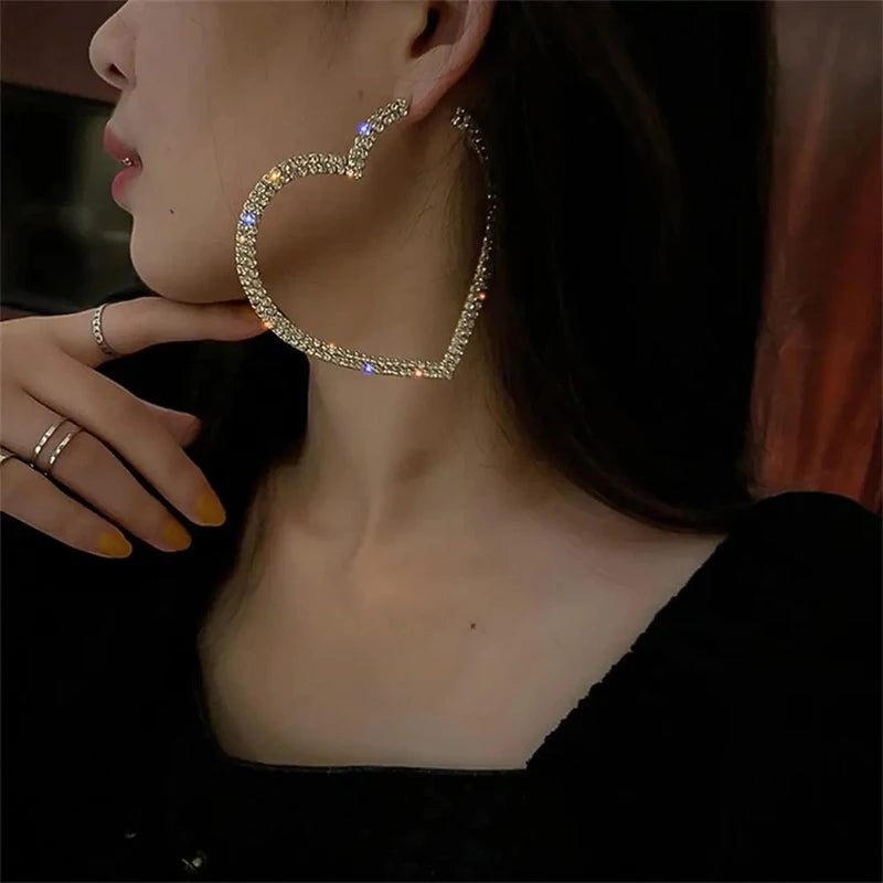 Elegant Crystal Heart Hoop Earrings for Women