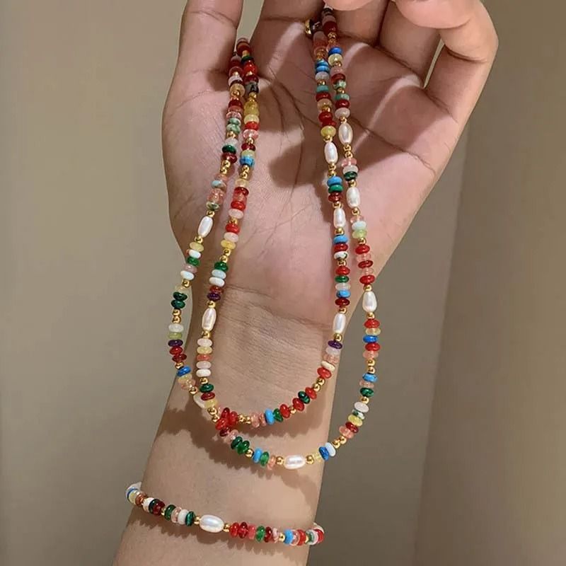 Colorful Beaded Freshwater Pearl Necklace for Women