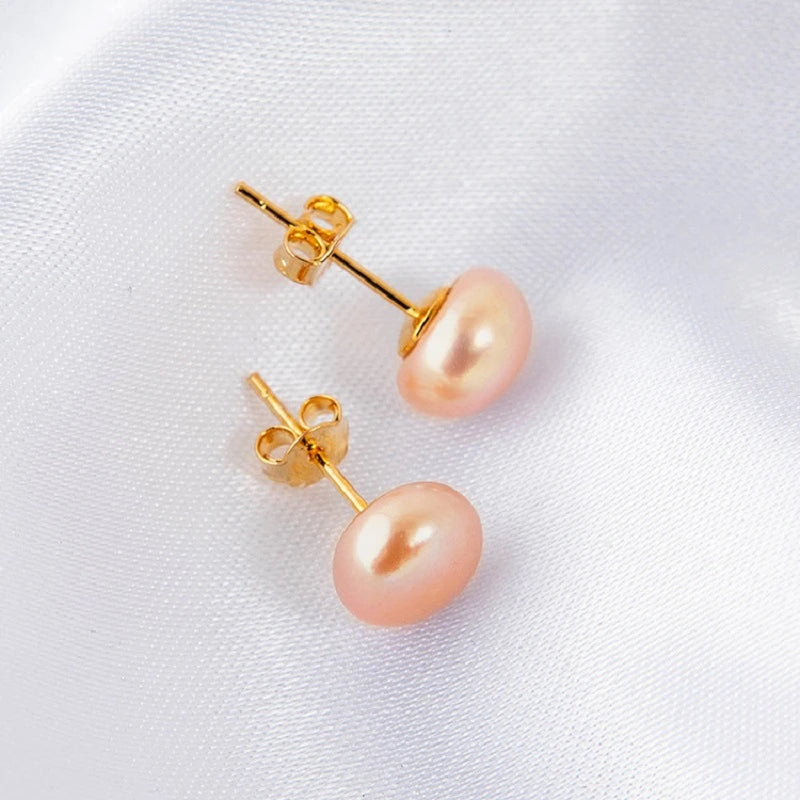 Silver Earrings with Natural Freshwater Pearl Studs