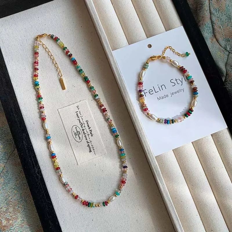 Colorful Beaded Freshwater Pearl Necklace for Women